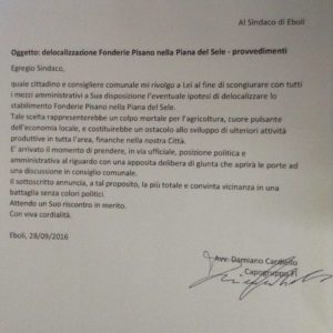 Lettera al Sindaco